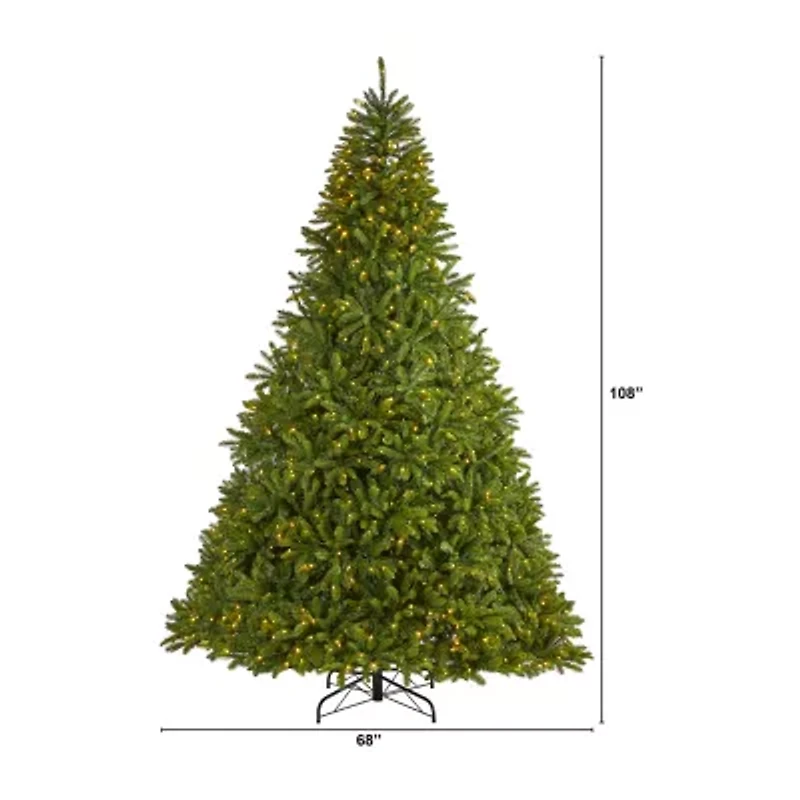 Nearly Natural 9 Foot Natural Look Spruce With 4443 Tips And 1000 Clear Led Lights Pre-Lit Christmas Tree