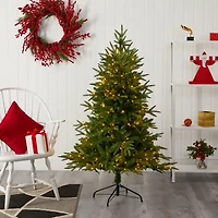 Nearly Natural 5 Foot Fir With 250 Clear Led Lights Pre-Lit Christmas Tree