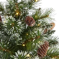 Nearly Natural 2 Foot Frosted Pine With Pinecones And Burlap Base Pre-Lit Christmas Tree