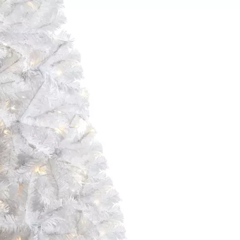 Nearly Natural 6 Foot White Pine With 680 Bendable Branches And 250 Clear Led Lights Pre-Lit Christmas Tree
