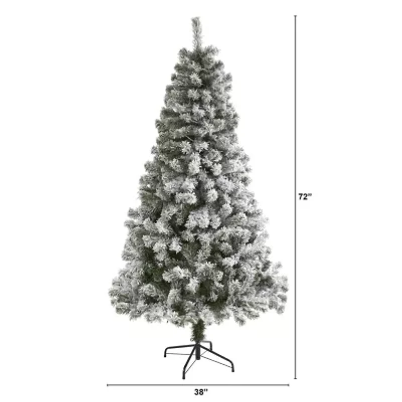 Nearly Natural 6 Foot West Virginia Flocked Fir Christmas Tree