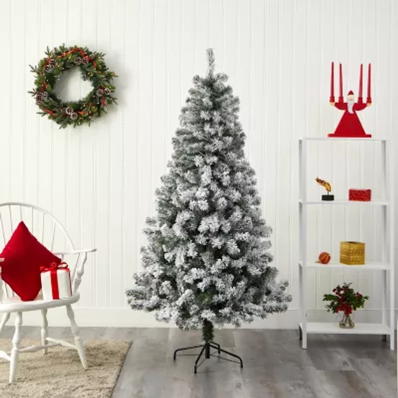 Nearly Natural 6 Foot West Virginia Flocked Fir Christmas Tree