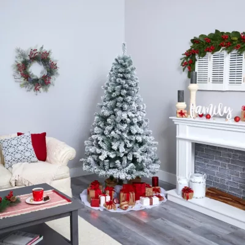 Nearly Natural 6 Foot West Virginia Flocked Fir Christmas Tree