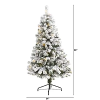 Nearly Natural 5 Foot West Virginia Flocked Fir With 150 Led Lights Pre-Lit Christmas Tree