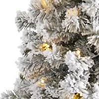 Nearly Natural 5 Foot West Virginia Flocked Fir With 150 Led Lights Pre-Lit Christmas Tree