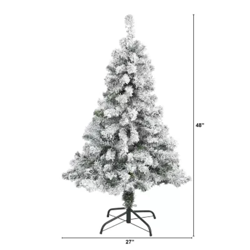 Nearly Natural 4 Foot Rock Springs Flocked Spruce Christmas Tree