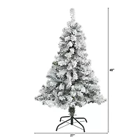 Nearly Natural 4 Foot Rock Springs Flocked Spruce Christmas Tree