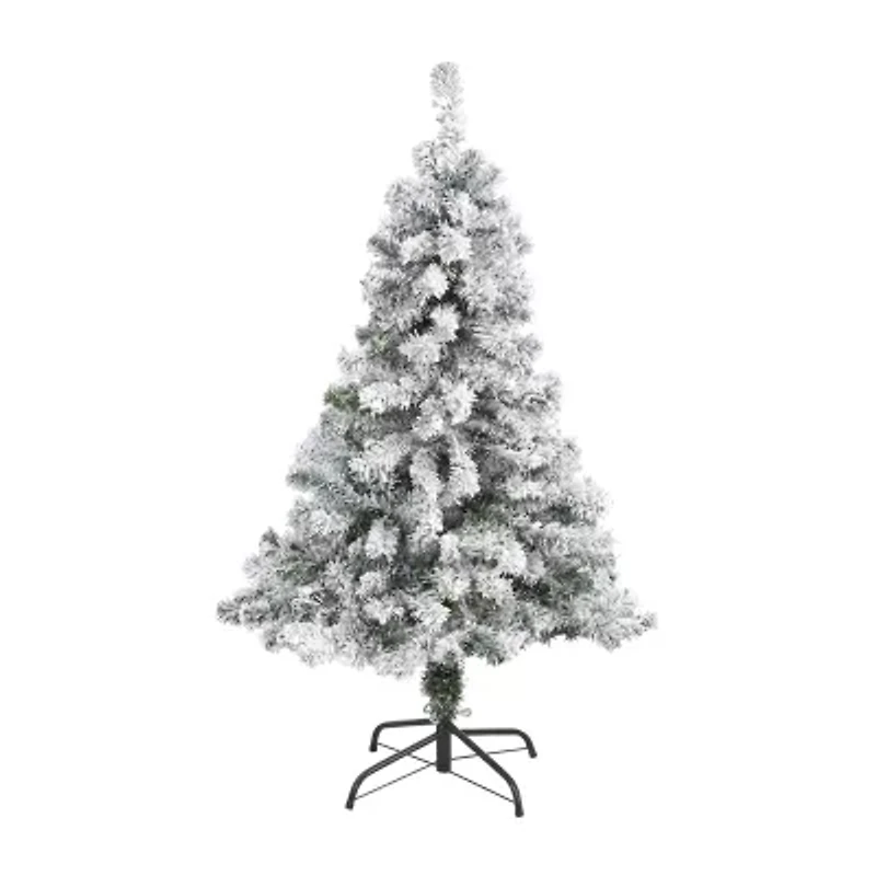 Nearly Natural 4 Foot Rock Springs Flocked Spruce Christmas Tree