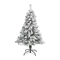 Nearly Natural 4 Foot Rock Springs Flocked Spruce Christmas Tree