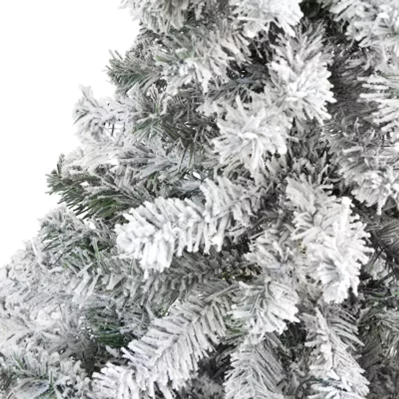 Nearly Natural 4 Foot Rock Springs Flocked Spruce Christmas Tree
