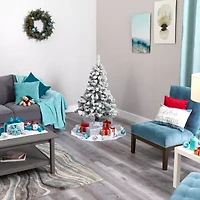 Nearly Natural 4 Foot Rock Springs Flocked Spruce Christmas Tree