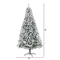 Nearly Natural 8 Foot Rock Springs Flocked Spruce Christmas Tree