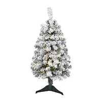 Nearly Natural 3 Foot Flocked Rock Springs Spruce Pre-Lit Christmas Tree