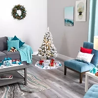 Nearly Natural 4 Foot Rock Springs Flocked Spruce With 100 Clear Led Lights Pre-Lit Christmas Tree