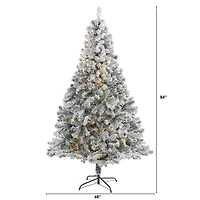 Nearly Natural Foot Rock Springs Flocked Spruce With Bendable Branches And Clear Led Lights Pre-Lit Christmas Tree