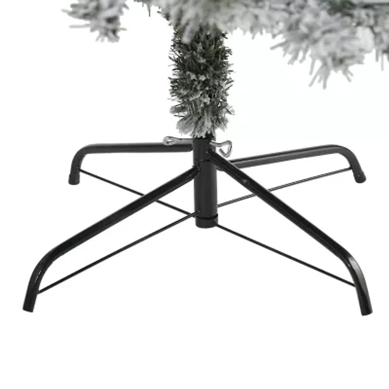 Nearly Natural Foot Rock Springs Flocked Spruce With Bendable Branches And Clear Led Lights Pre-Lit Christmas Tree