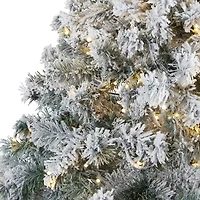 Nearly Natural Foot Rock Springs Flocked Spruce With Bendable Branches And Clear Led Lights Pre-Lit Christmas Tree
