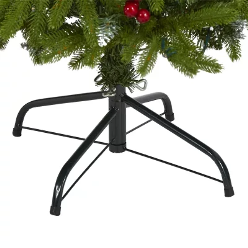 Nearly Natural 4 Foot Snow Tipped Spruce With Frosted Berries And Pinecones And 100 Clear Led Lights Pre-Lit Christmas Tree