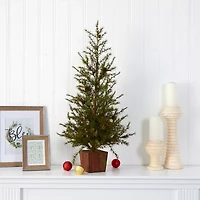 Nearly Natural Natural Look Christmas In Wood Planter With Pine Cones 3 Foot Pine Christmas Tree