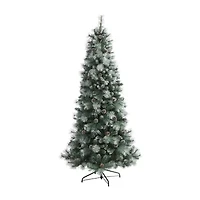 Nearly Natural 7 Foot Pine With Pine Cones And 882 Bendable Branches And 400 Clear Lights Pre-Lit Christmas Tree