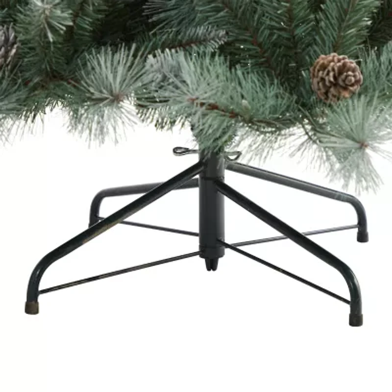 Nearly Natural 7 Foot Pine With Pine Cones And 882 Bendable Branches And 400 Clear Lights Pre-Lit Christmas Tree