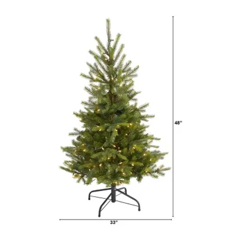 Nearly Natural 4 Foot North Carolina Spruce With 207 Bendable Branches And 100 Clear Lights Pre-Lit Christmas Tree