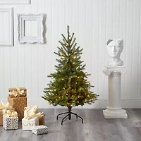 Nearly Natural 4 Foot North Carolina Spruce With 207 Bendable Branches And 100 Clear Lights Pre-Lit Christmas Tree