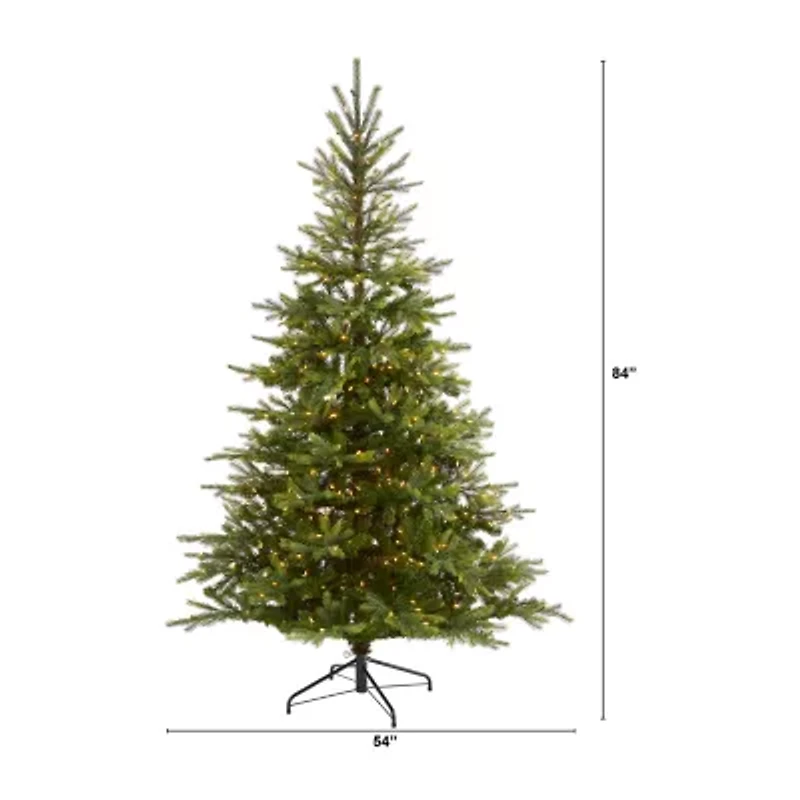 Nearly Natural 7 Foot North Carolina Spruce With 931 Bendable Branches And 450 Clear Lights Pre-Lit Christmas Tree