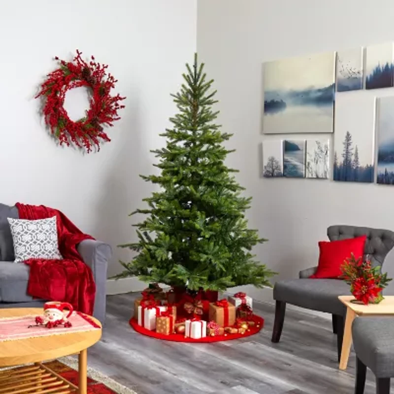 Nearly Natural 7 Foot North Carolina Spruce With 931 Bendable Branches And 450 Clear Lights Pre-Lit Christmas Tree