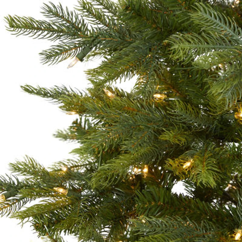 Nearly Natural 7 Foot North Carolina Spruce With 931 Bendable Branches And 450 Clear Lights Pre-Lit Christmas Tree