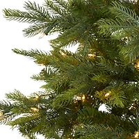 Nearly Natural 7 Foot North Carolina Spruce With 931 Bendable Branches And 450 Clear Lights Pre-Lit Christmas Tree