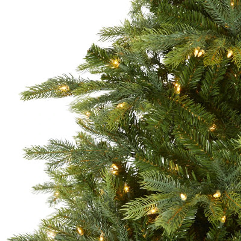 Nearly Natural 8 Foot North Carolina Spruce With 1303 Bendable Branches And 650 Clear Lights Pre-Lit Christmas Tree