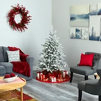 Nearly Natural Foot West Virginia Flocked Spruce With Bendable Branches And Clear Lights Pre-Lit Christmas Tree