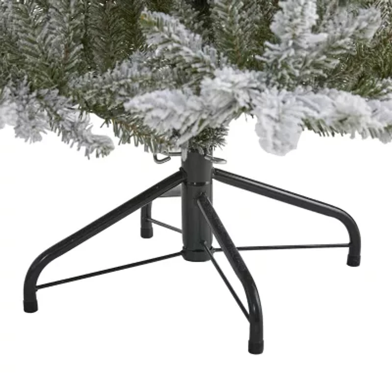 Nearly Natural Foot West Virginia Flocked Spruce With Bendable Branches And Clear Lights Pre-Lit Christmas Tree