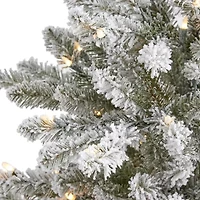 Nearly Natural Foot West Virginia Flocked Spruce With Bendable Branches And Clear Lights Pre-Lit Christmas Tree
