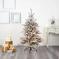 Nearly Natural Foot West Virginia Flocked Spruce With Bendable Branches And Clear Lights Pre-Lit Christmas Tree