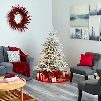 Nearly Natural Foot West Virginia Flocked Spruce With Bendable Branches And Clear Lights Pre-Lit Christmas Tree