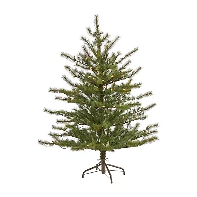 Nearly Natural 4 Foot Mountain Pine With 374 Bendable Branches And 100 Clear Lights Pre-Lit Christmas Tree