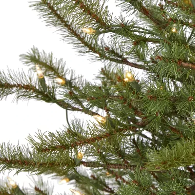 Nearly Natural 4 Foot Mountain Pine With 374 Bendable Branches And 100 Clear Lights Pre-Lit Christmas Tree