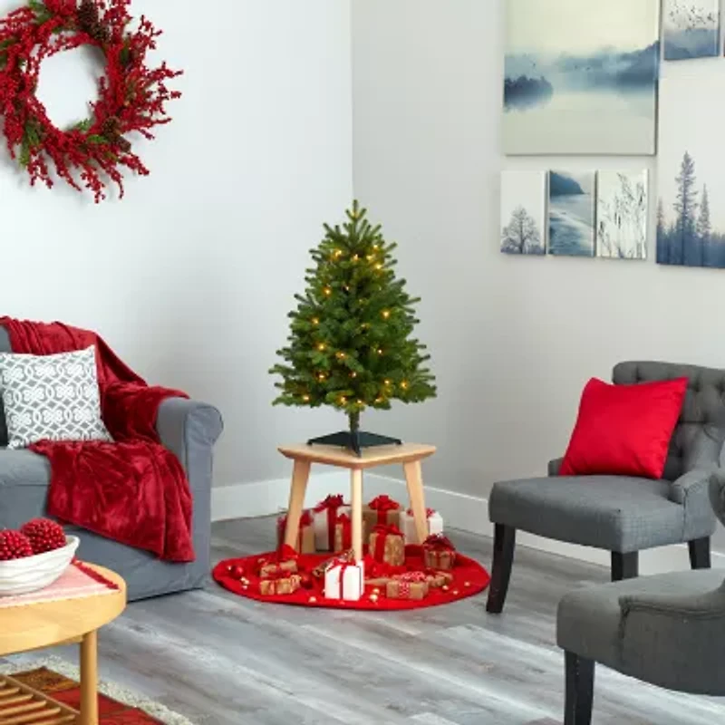 Nearly Natural 3 Foot Washington Fir With 50 Clear Lights Pre-Lit Christmas Tree