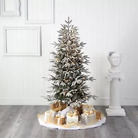 Nearly Natural 5 1/2 Foot Flocked Manchester Spruce With 560 Bendable Branches And 200 Lights Pre-Lit Christmas Tree