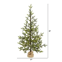 Nearly Natural 4 Foot Fir With Burlap Base Pre-Lit Christmas Tree