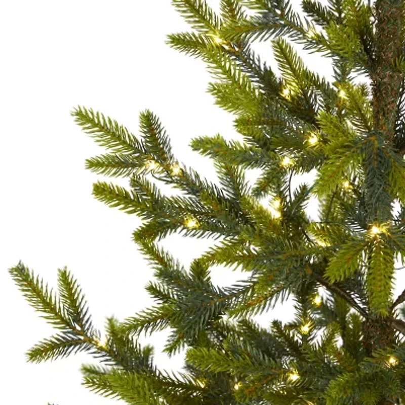 Nearly Natural 6 Foot Fir In Burlap Base With 1243 Bendable Branches And 250 Clear Led Lights Pre-Lit Christmas Tree
