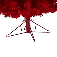 Nearly Natural 6 Foot Fir With 748 Bendable Branches And 350 Red Lights And 33 Globe Bulbs Pre-Lit Christmas Tree