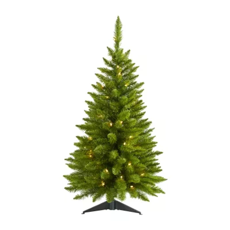 Nearly Natural 3 Foot Pine In Metal Planter With 143 Bendable Branches And 50 Warm White Lights Pre-Lit Christmas Tree