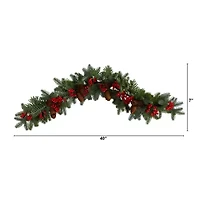 Nearly Natural 40in. Pines; Red Berries And Pinecones Christmas Indoor Garland