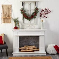 Nearly Natural 40in. Pines; Red Berries And Pinecones Christmas Indoor Garland