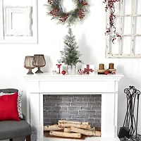 Nearly Natural 2 Foot Frosted Fir With Pinecones In Decorative Planter Pre-Lit Christmas Tree