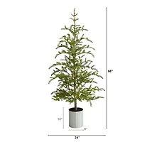 Nearly Natural Christmas In Decorative Planter With 150 Lights 5 1/2 Foot Pre-Lit Pine Christmas Tree