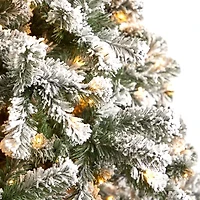 Nearly Natural 9 Foot  West Virginia Flocked Fir With 650 Clear Led Lights And 1320 Bendable Branches Pre-Lit Christmas Tree